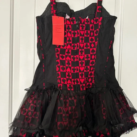 TRIPP NYC Daang Goodman Corset Tutu Pleated Gothic Blk/Red Card Suits Dress  Sz L